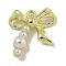 Alloy ABS Pearl Pendants, Cadmium Free & Nickel Free & Lead Free, Bowknot Charms, Golden, 17.5x17x5.5mm, Hole: 1.6mm