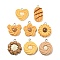 Imitation Food Opaque Resin Pendants, Cookies Charms with Platinum Tone Iron Loops, Mixed Color, 21.5~30.5x16.5~23.5x6~7mm, Hole: 2mm