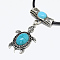 Alloy Pendant Necklaces, with Turquoise and Waxed Cord, Tortoise, Antique Silver, 17.3 inch~17.3 inch(44~45cm), 2mm