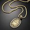 Brass Cubic Zirconia Pendant Necklaces for Women, Oval with Virgin Mary, Real 18K Gold Plated, 16.14 inch(41cm)