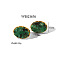 Simple Fashion Oval Natural Gemstone Stud Earrings, Stainless Steel Earrings, Real 18K Gold Plated, 11x15mm