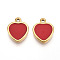 304 Stainless Steel Charms, with Enamel, Heart Charm, Ion Plating(IP), Real 18K Gold Plated, 13x10.5x2mm, Hole: 1.6mm