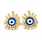 Rack Plating Brass Micro Pave Cubic Zirconia Pendants, with Glass, Long-Lasting Plated,  Evil Eye, Real 18K Gold Plated, Blue, 30x24.5x5.5mm, Hole: 6x3mm