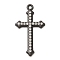 Alloy with Rhinestone Pendants, Cross Charms, Black, 44x24x3mm, Hole: 2.3mm