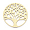 Aluminium Big Pendants, Laser Cut Big Pendants, Flat Round with Tree of Life, Golden, 50x1mm, Hole: 3mm