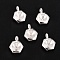 201 Stainless Steel Pendant Rhinestone Settings, For Pointed Back Rivoli Rhinestone, Hexagon, Silver, Fit for 4mm Rhinestone, 9x6.5x2mm, Hole: 1.6mm