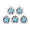 Synthetic Turquoise Pendants, Cross with Star Charms, with Alloy Settings, Cadmium Free & Lead Free, Antique Silver, 26.5x22x6mm, Hole: 2.5mm