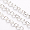 Iron Cable Chains, Unwelded, with Spool, Flat Oval, Cadmium Free & Lead Free, Silver Color Plated, 4x2.7x0.7mm, about 32.8 Feet(10m)/roll