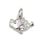 Brass Micro Pave Cubic Zirconia Pendants, with Jump Ring, Sea Animals Charms, Rack Plating, Long-Lasting Plated, Lead Free & Cadmium Free, Platinum, Fish, 9.5x12x2mm, Hole: 3mm