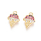 Brass Micro Pave Cubic Zirconia Charms, Long-Lasting Plated, Ice Cream, Golden, 13x8.5x2.5mm, Hole: 1.4mm