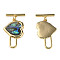 Brass Toggle Clasps, with Synthetic Abalone Shell/Paua Shell, Nickel Free, Heart, Real 18K Gold Plated, 34mm, Hole: 1mm
