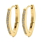 Ion Plating(IP) 304 Stainless Steel Micro Pave Clear Cubic Zirconia Oval Huggie Hoop Earrings for Women, with 316 Surgical Stainless Steel Ear Pins, Golden, 19x2x12.5mm