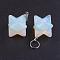 Opalite Pendants, with 201 Stainless Steel Split Rings, Stainless Steel Color, Merkaba Star, 22~23x16.5~17x19mm, Hole: 6mm