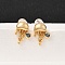 Brass Stud Earrings, with Glass 316 Surgical Stainless Steel Pins, Nickel Free, Real 18K Gold Plated, Jellyfish, 12.5x9mm