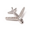 Brass Micro Pave Clear Cubic Zirconia Beads, Long-Lasting Plated, Airliner/Passenger Plane, Platinum, 20x24x7mm, Hole: 1.6mm