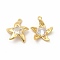 Rack Plating Brass Micro Pave Cubic Zirconia Pendants, Real 18K Gold Plated, Long-Lasting Plated, Starfish Charm, Real 18K Gold Plated, 15.5x13x4mm, Hole: 1.2mm