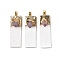 Natural Amethyst & Selenite Big Pendants, Rectangle Charms with Golden Tone Stainless Steel Findings, 47~54x15~17x11~12mm, Hole: 4x3mm