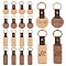 16Pcs 4 Styles Wooden Pendant Keychain, with Imitation Leather and Iron Findings, Flat Round & Rectangle, Mixed Color, 8.9~11.1cm, 4pcs/color