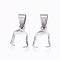Tarnish Resistant 304 Stainless Steel Pendant Pinch Bails, Stainless Steel Color, 11.5x9x4mm, Hole: 3.5x5mm