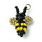 Seed Beads Beaded Charms, Bees Pendants, with 304 Stainless Steel Jump Ring, Gold, 22x16x8mm, Hole: 3mm
