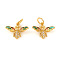 Brass Micro Pave Cubic Zirconia Pendants, with Jump Rings and Enamel, Bees, Colorful, Real 18K Gold Plated, 12x15.5x4mm, Jump Ring: 5x0.7mm, Hole: 3.5mm