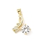 Brass Micro Pave Clear Cubic Zirconia Pendants, Flower, Lead Free & Cadmium Free, Long-Lasting Plated, Rack Plating, Real 18K Gold Plated, 18x17x5mm, Hole: 5x3mm