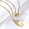 304 Stainless Steel Rolo Chain Pendant Necklaces, Padlock Necklaces for Women Men, Locks with Letter, Letter M, 17.64 inch(44.8cm)