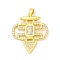 Brass Pendants with Cubic Zirconia, Electrophoretic Color Preservation, Heart Charms, Golden, 25x21.5x3mm, Hole: 3x4mm