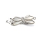 Brass Micro Pave Clear Cubic Zirconia Fold Over Clasps, Cadmium Free & Nickel Free & Lead Free, with White Shell, Butterfly, Platinum, 34mm, Hole: 1.2mm