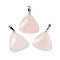 Natural Rose Quartz Pendants, with Brass Findings, Faceted, Triangle Charms, 23.5x21x6mm, Hole: 7x4mm