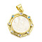 Rack Plating Brass Micro Pave Cubic Zirconia Pendants, with Shell, Long-Lasting Plated, Cadmium Free & Lead Free, Flat Round Charm, Real 18K Gold Plated, 20.5x18x3.5mm, Hole: 4.5x4mm