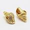 Brass Micro Pave Grade AAA Cubic Zirconia, Conch, Cadmium Free & Nickel Free & Lead Free, Real 18K Gold Plated, 13x7x6.8mm, Hole: 2mm