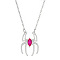 Punk Style Alloy Fuchsia Rhinestone Halloween Spider Pendant Necklaces, Silver, 20.08 inch(51cm)