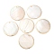 Natural Freshwater Shell Pendants, Golden Plated Brass Edged Flat Round Charms, 40x2.5mm, Hole: 2mm