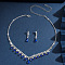 Teardrop Alloy Rhinestone Pendant Necklace & Stud Earring, Capri Blue, 350mm