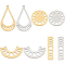 16Pcs 8 Style 201 Stainless Steel Connector Charms & Pendants, Moon Phase Charms, Laser Cut, Flat Round & Semi Circle & Rectangle & Teardrop, Golden & Stainless Steel Color, 18~35x8~32x1mm, Hole: 1.5~1.8mm, 2pcs/style