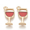 Alloy Enamel Pendants, Cadmium Free & Lead Free, Goblet, Light Gold, Red, 19.5x9x2mm, Hole: 1mm