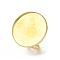 304 Stainless Steel Open Cuff Findings, Bezel Cup Ring Settings, Flat Round, Real 18K Gold Plated, Inner Diameter: 18mm, Tray: 25mm
