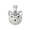 Brass Micro Pave Cubic Zirconia Charms, Dog Head Charm, Platinum, 12x11.5x3.8mm, Hole: 4.5x3.5mm