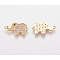 Brass Micro Pave Cubic Zirconia Links, Clear, Elephant, Nickel Free & Lead Free & Cadmium Free, Golden, 11x19.5x2mm, Hole: 1mm