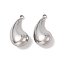 Non-Tarnish 304 Stainless Steel Pendants, Teardrop Charm, Stainless Steel Color, 30x15x10mm, Hole: 3mm