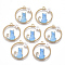 Alloy Pendants, with Enamel and Resin, Round Ring with Cat Shape and Ring, Golden, Light Sky Blue, 24.5x22x3mm, Hole: 1.5mm