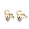 Brass Lobster Claw Clasps, Nickel Free, Heart with Key, Real 18K Gold Plated, 10.5x8x4.5mm, Hole: 1mm