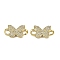 Brass Micro Pave Clear Cubic Zirconia Butterfly Links, Long-Lasting Plated, Cadmium Free & Lead Free, Rack Plating, Real 18K Gold Plated, 11.5x20.5x2.5mm, Hole: 3x4mm