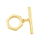 Brass Toggle Clasps, Cadmium Free & Nickel Free & Lead Free, Hexagon, Real 18K Gold Plated, Ring: 14x13x1.8mm, Hole: 1.4mm, Bar: 22x3.5x1.5mm, Hole: 1mm