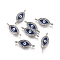 Alloy Rhinestone Links connectors, Cadmium Free & Lead Free, with Enamel, Grade A, Evil Eye, Platinum Color, Medium Blue, 26x10x2mm, Hole: 2mm