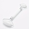Natural White Jade Brass Face Massager, Facial Rollers, Platinum, 142~150x54~58x19~22mm