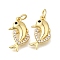Brass Micro Pave Cubic Zirconia Pendants, Dolphin Charms, Rack Plating, Lasting Plated, Cadmium Free & Lead Free, with Jump Ring, Real 18K Gold Plated, 16.5x9.5x2.5mm, Hole: 3mm