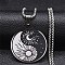 201 Stainless Steel Enamel Yin Yang with Sun & Moon Pendant Necklaces, Box Chains Necklaces for Women Men, Stainless Steel Color, 23.46 inch(59.6cm)