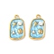 304 Stainless Steel Enamel Shell Shape Pendants, with ABS Imitation Pearl Beads, Ion Plating(IP), Golden, Blue, 22x13.5x4.5mm, Hole: 1.6mm